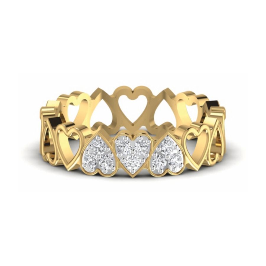 Slim diamond station band with intermittent rounds. — 2.94 GM gold