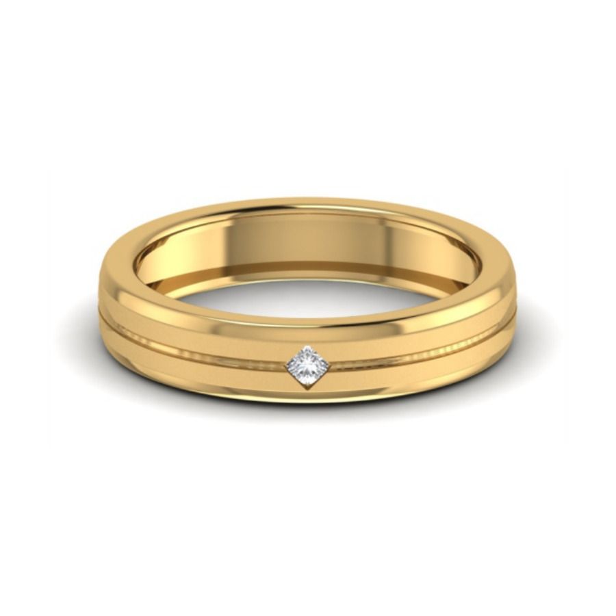 Single-accent band on a wide polished gold profile. — 5.51 GM gold