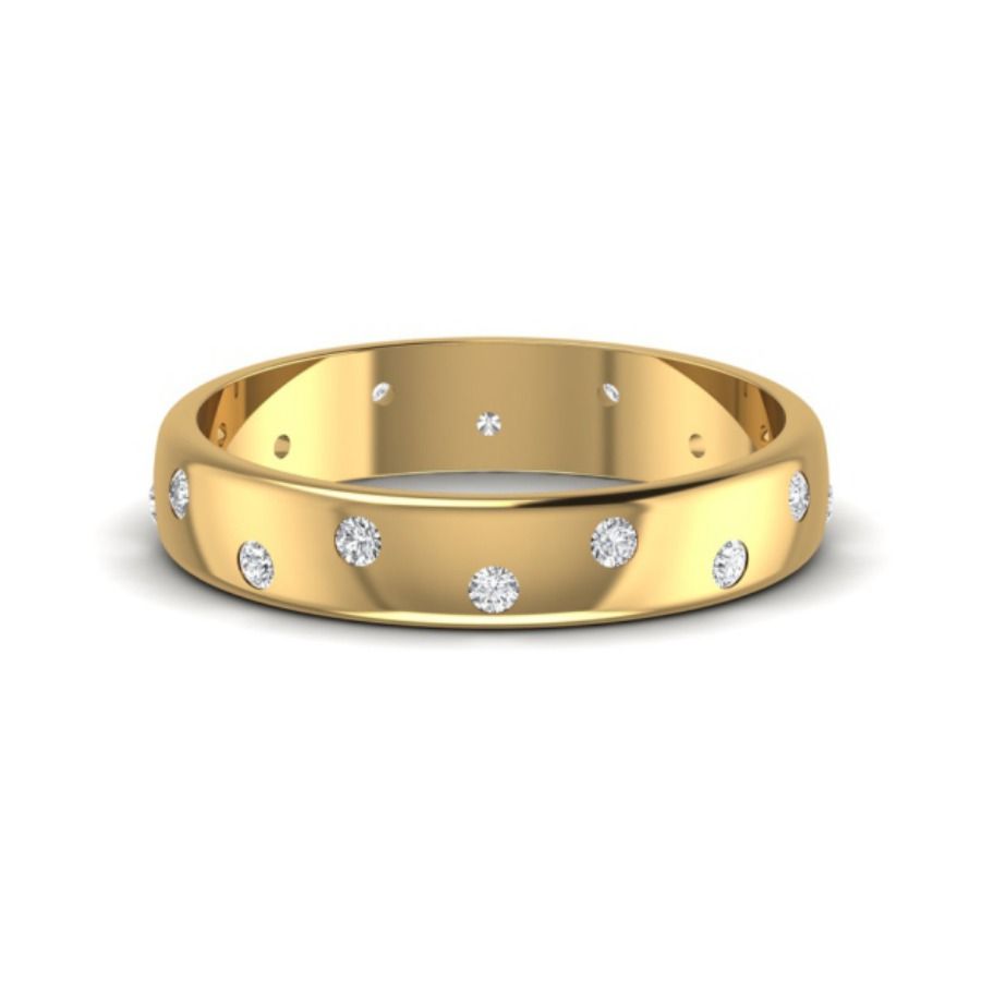 Pavé wedding band with smooth tapered profile. — 2.56 GM gold