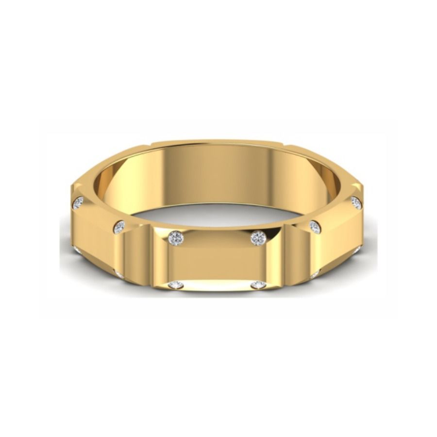 Slim accent band with low-set diamond station. — 5.90 GM gold