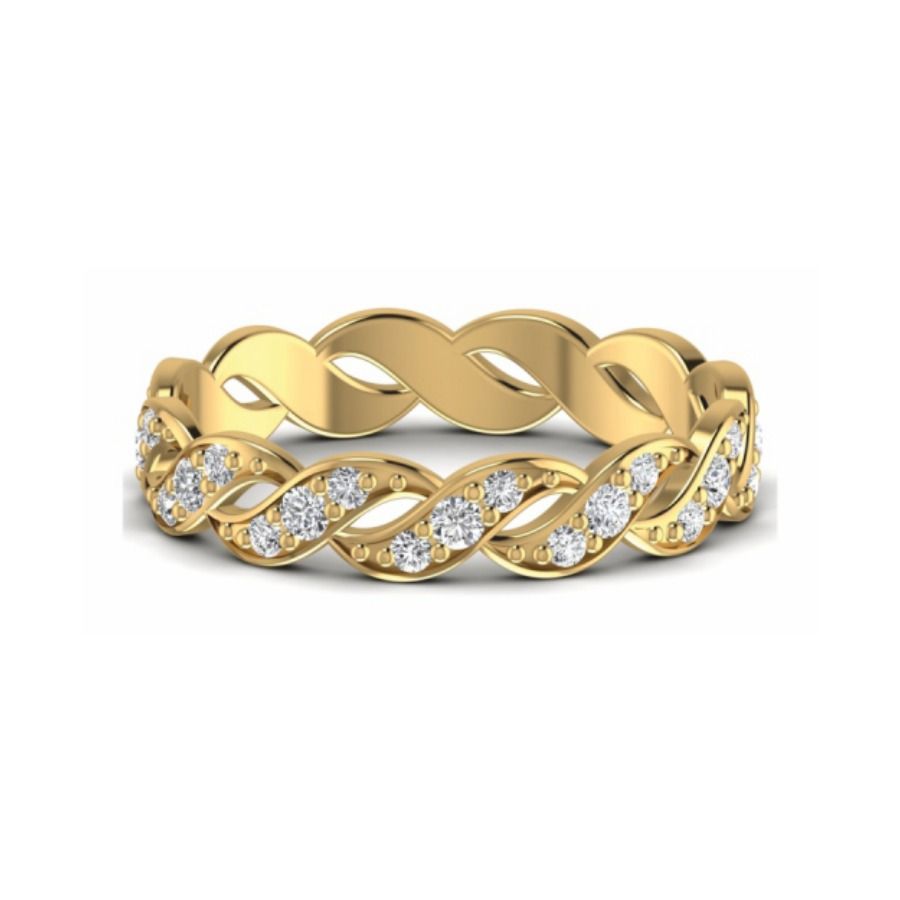 Round halo cluster band with bordered pavé crown. — 2.68 GM gold