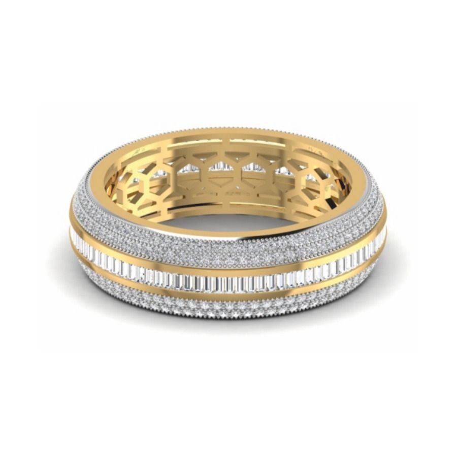 Pavé wedding band with double-row diamond surface. — 5.16 GM gold