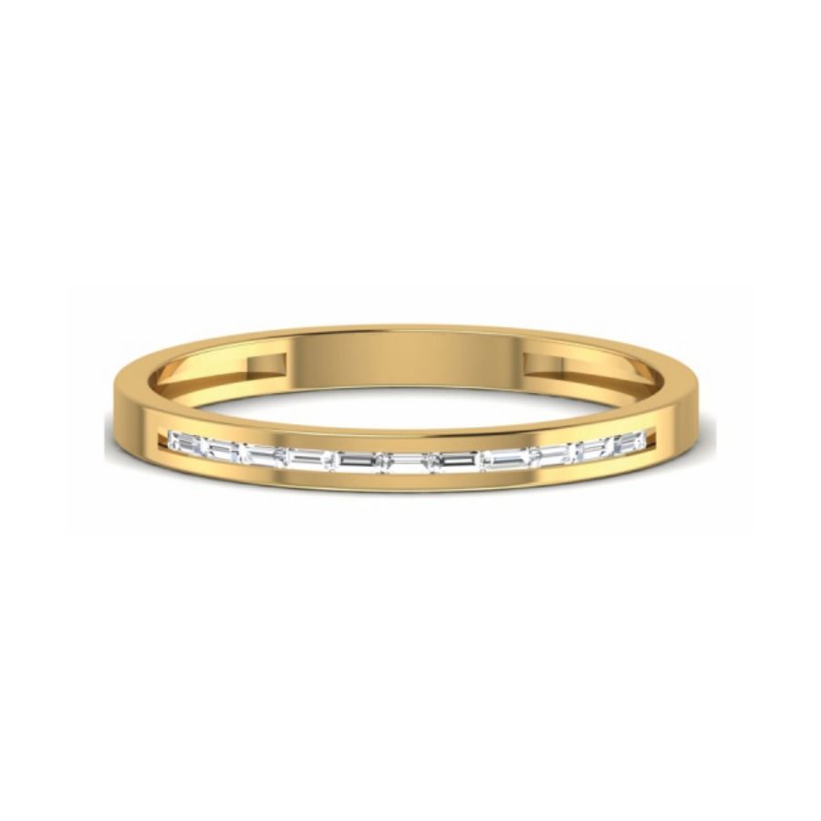 Slim diamond band with single bezel accent stone. — 1.15 GM gold
