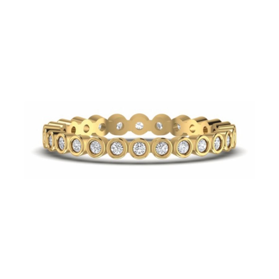 Round halo band with delicate inner pavé ring. — 1.00 GM gold