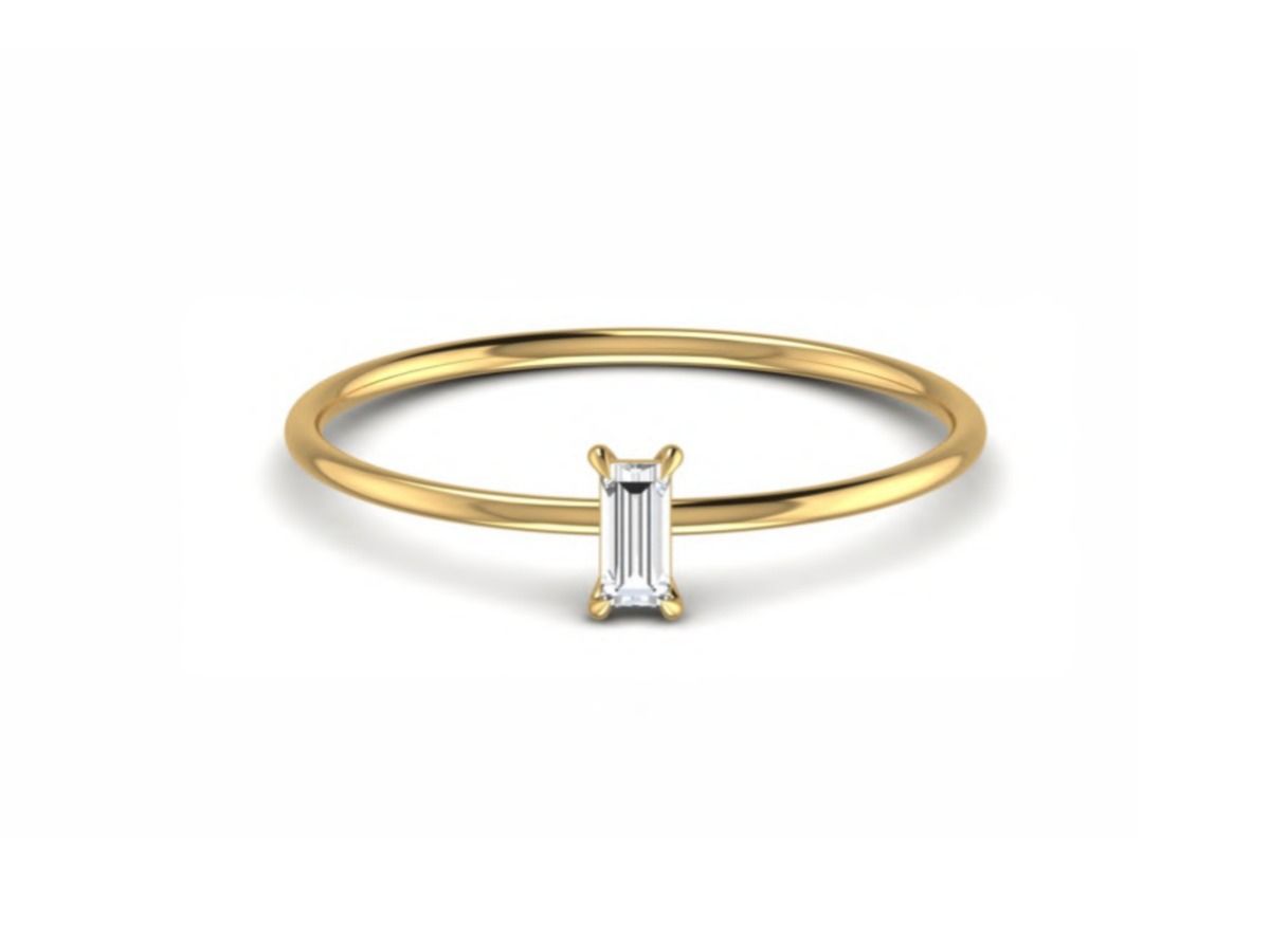 Minimalist solitaire with ultra-slim band — 0.70g gold