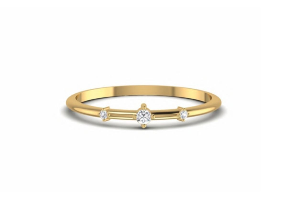 Dainty micro-pavé accent ring — 0.90g gold