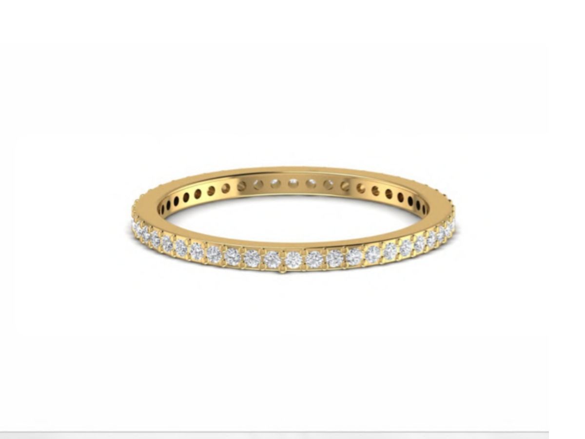 Elegant single-stone contemporary band — 0.96g gold