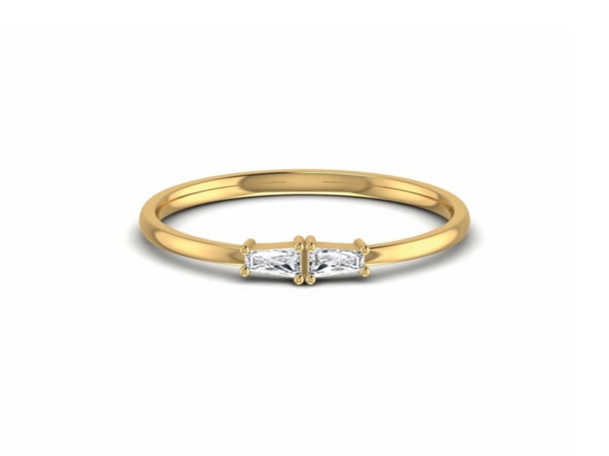 Refined slender band with subtle diamond detail — 1.09g gold