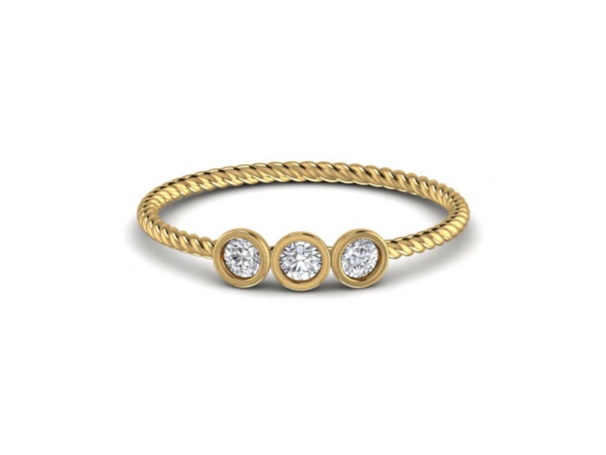 Classic solitaire with thin modern band — 0.90g gold