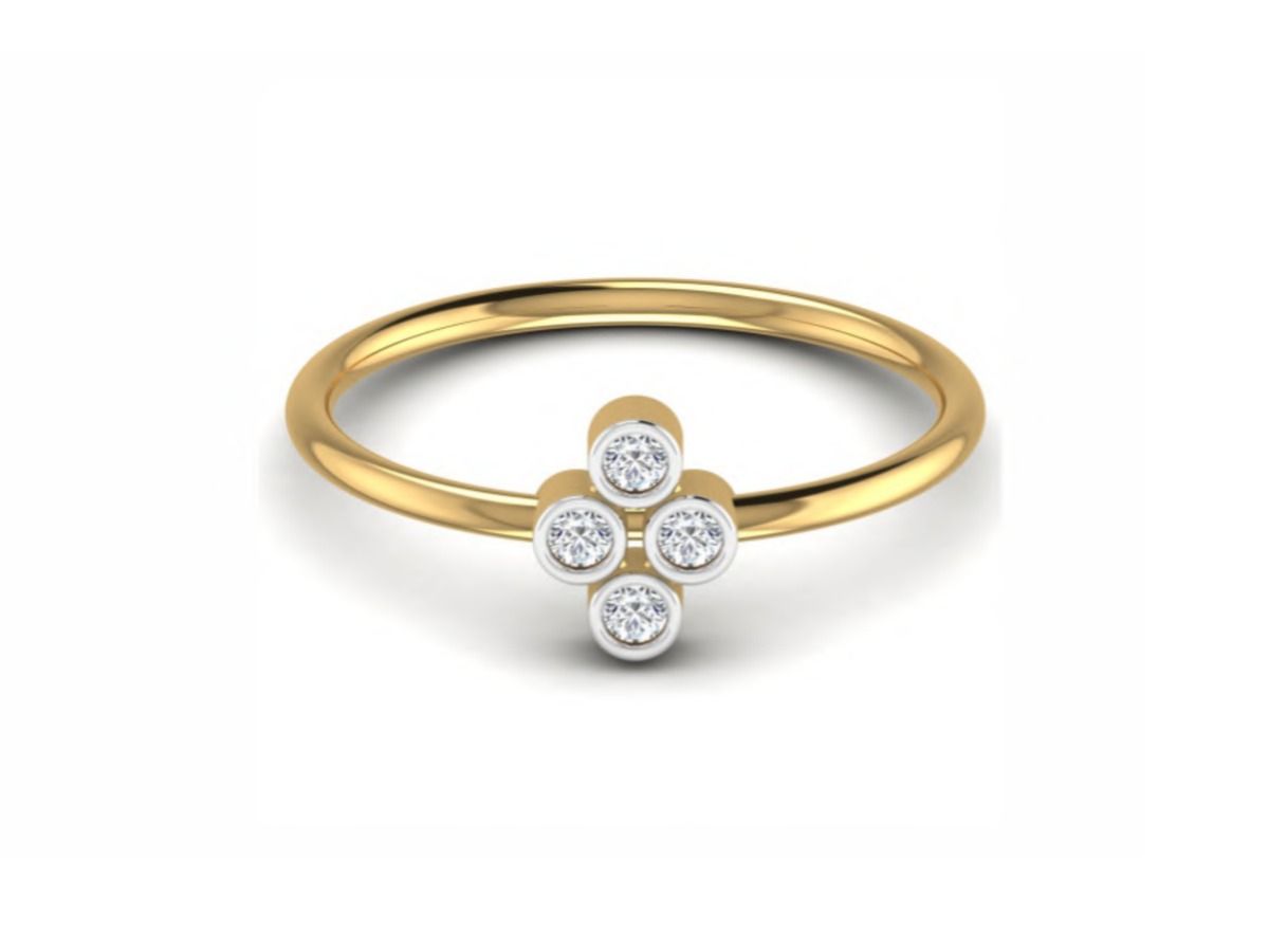 Delicate pavé detail fine band — 1.10g gold