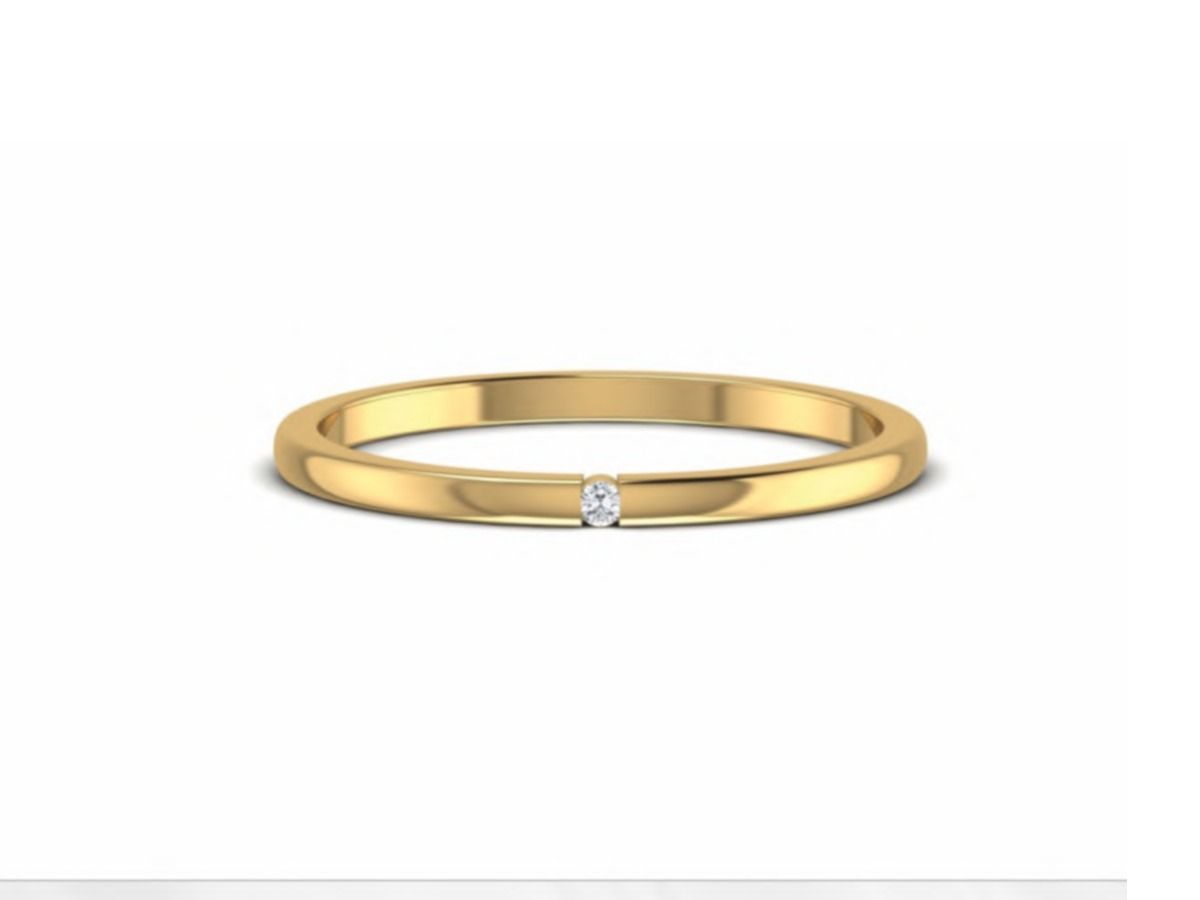 Everyday-weight 1.50g band set with a 0.14ct round diamond — 1.50g gold
