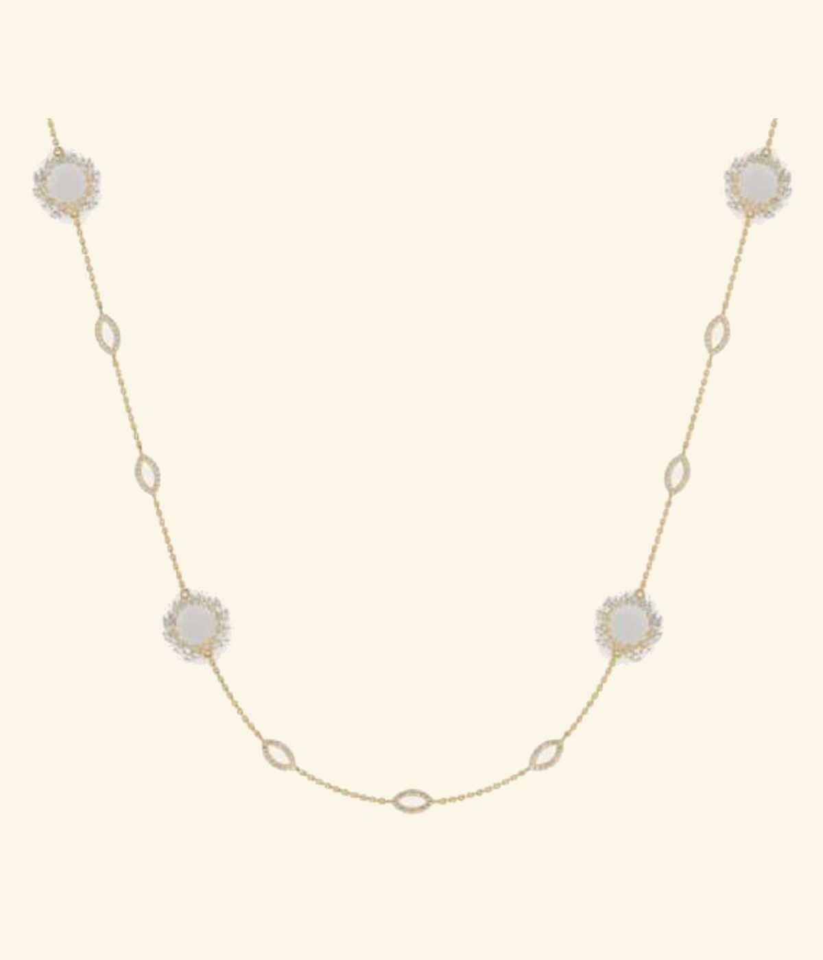 Station necklace with graduating large round pavé diamond clusters