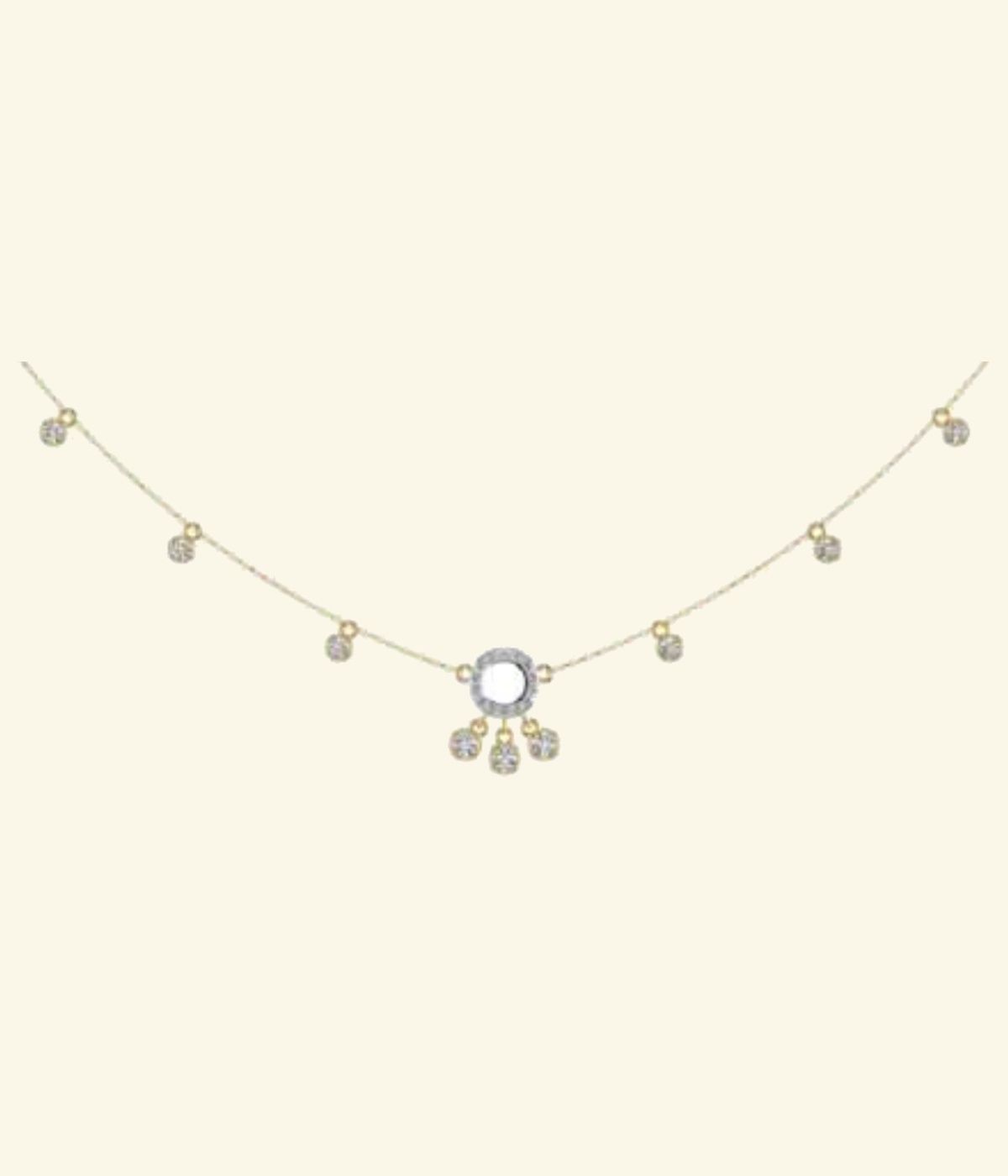 Minimalist floating diamond cluster drop on ultra-fine single chain