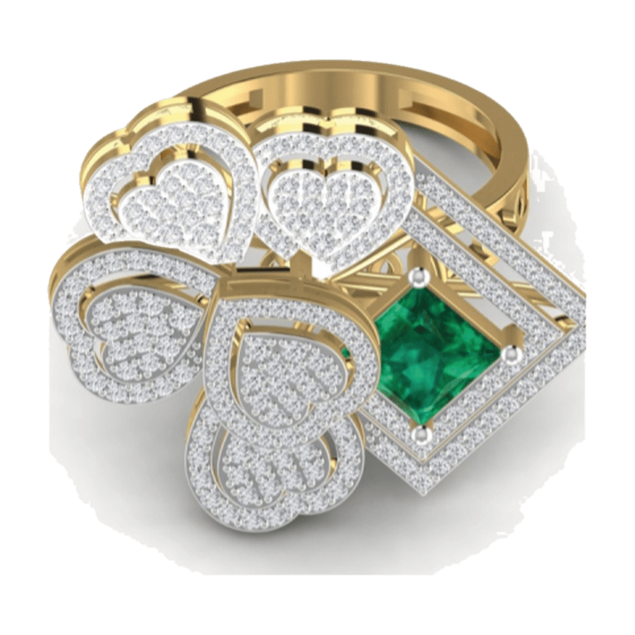 Asymmetric Emerald Cluster Ring