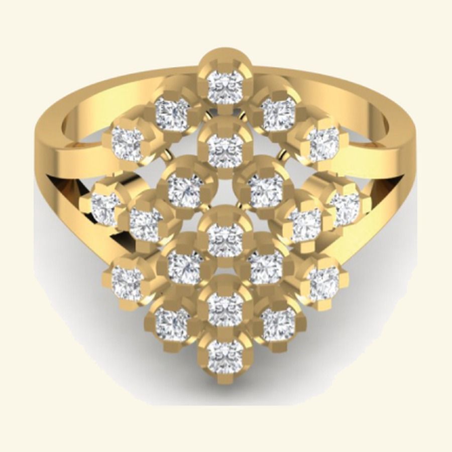 Solitaire emerald ring with bordered pavé bezel and slim polished shank. — 5.00 GM gold