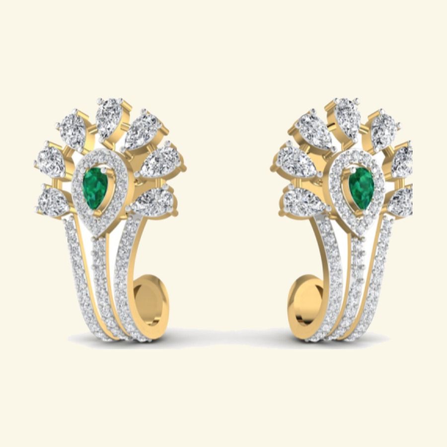 Floral cluster drop earrings with pavé scrollwork and pear-cut tip drops. — 4.92 GM gold