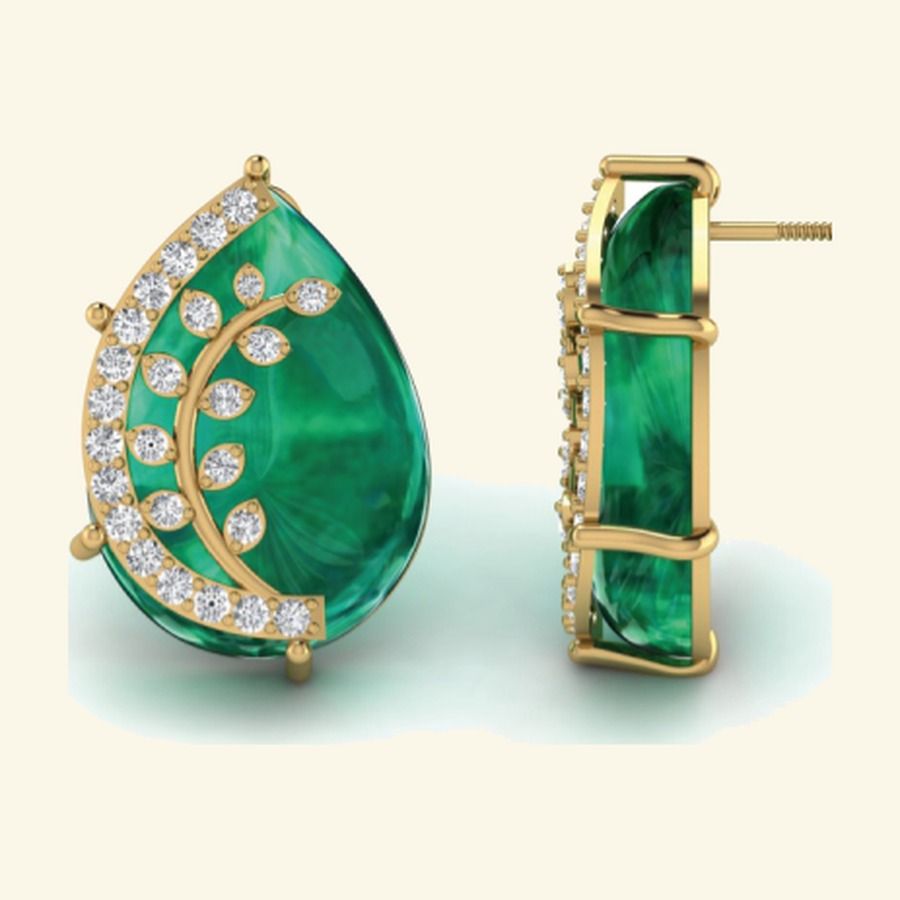 Pear diamond drop earrings with cluster halo top and elongated tail. — 5.87 GM gold
