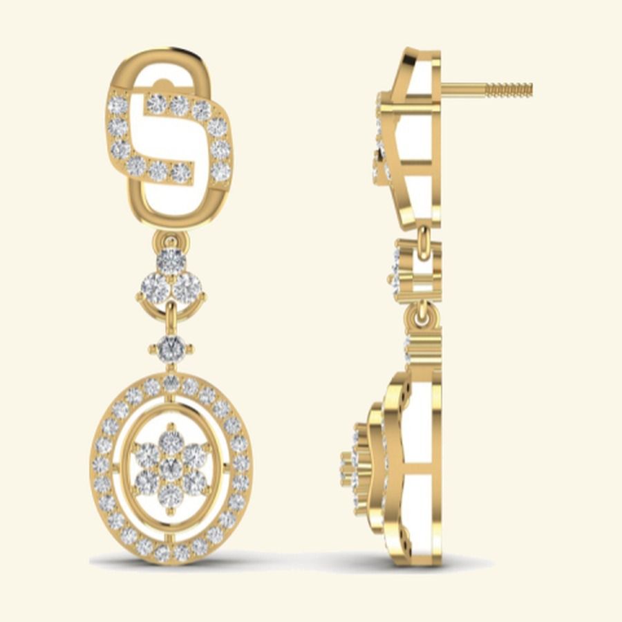 Emerald-cut emerald studs with pear-petal pavé halo on bordered crown. — 5.83 GM gold
