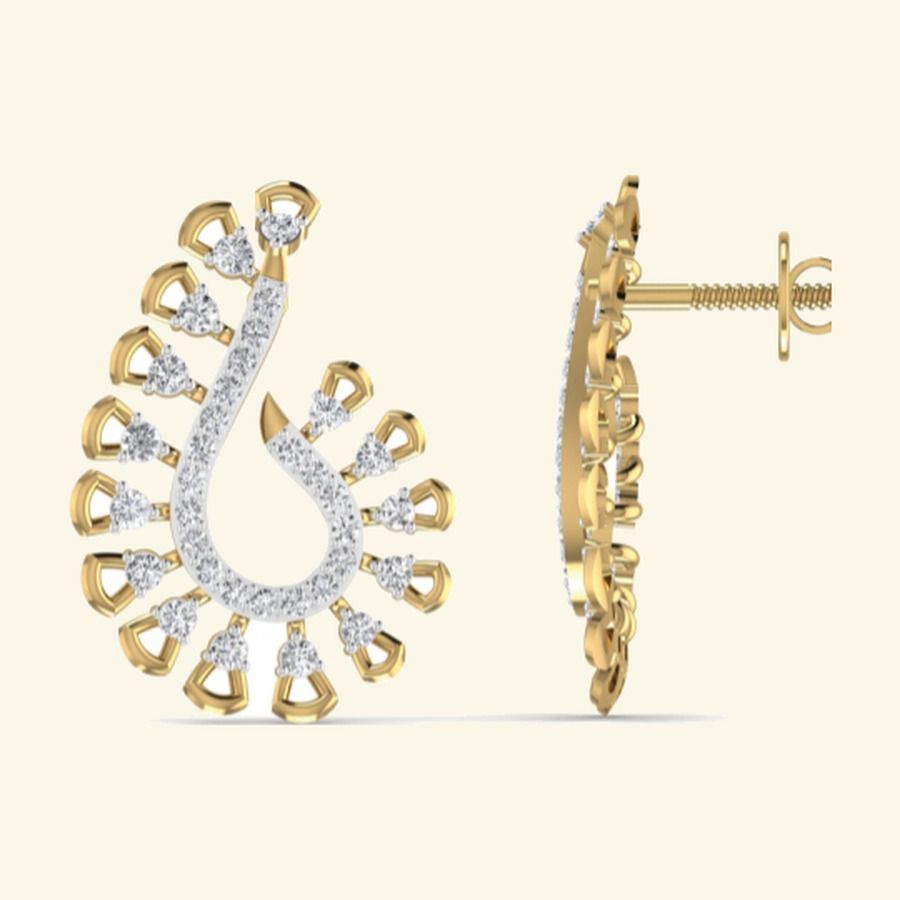 Pavé floral drop earrings with pear-cut diamond cluster centres. — 2.52 GM gold