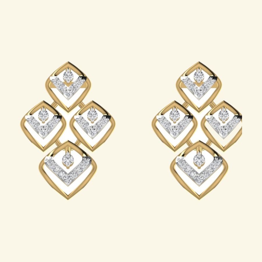 Marquise leaf cluster earrings with diamond starburst pavé halo. — 4.33 GM gold