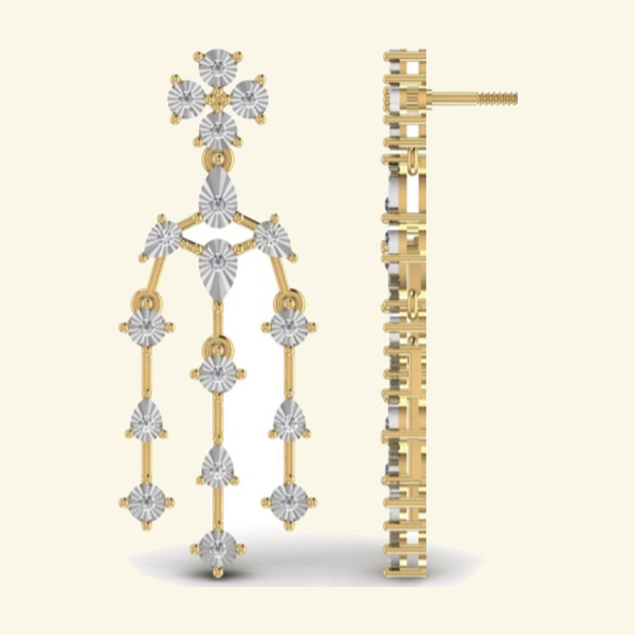 Round halo cluster studs with pavé scallop crown and slim posts. — 6.89 GM gold