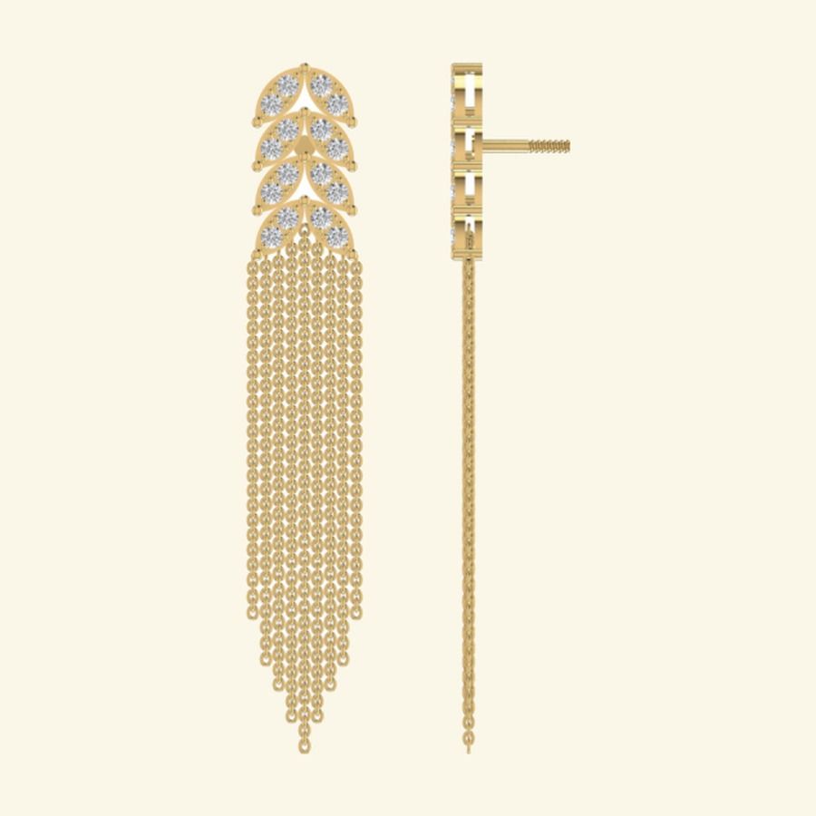 Pavé floral drop earrings with bordered cluster centre and slim suspension. — 5.77 GM gold