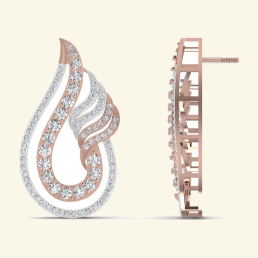 Diamond floral spray drop earrings with marquise leaf cluster centres. — 8.00 GM gold