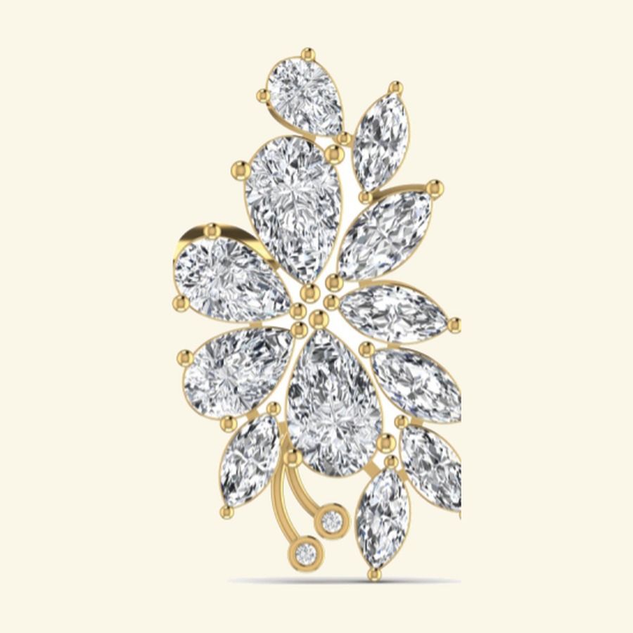 Marquise and pear cluster floral spray pendant with single pear drop. — 2.12 GM gold