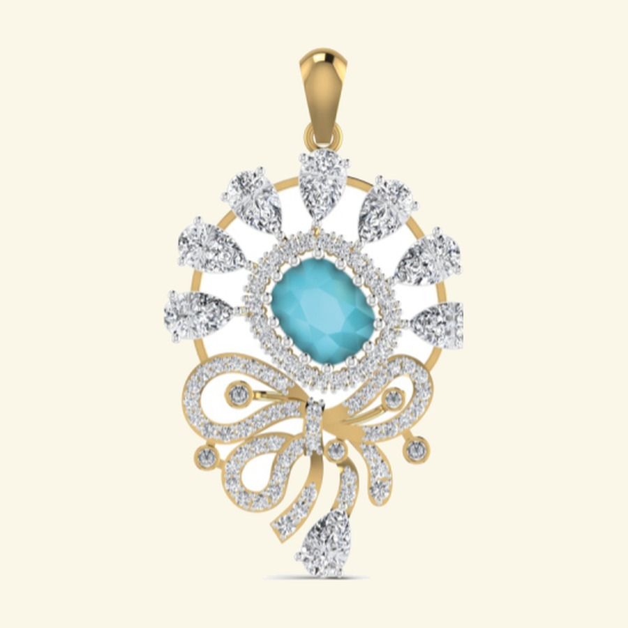 Cushion ruby centre pendant with pavé halo and pear-cut diamond drop. — 5.38 GM gold