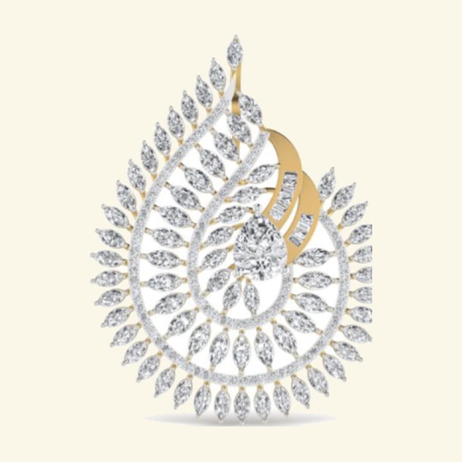 Emerald-cut emerald centre pendant with diamond cluster halo and slim bail. — 6.50 GM gold