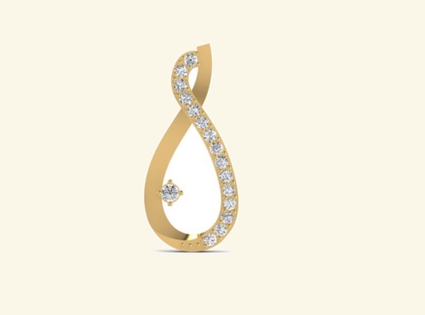 Pavé infinity figure-8 pendant with single round prong-set diamond inside. — 0.80 GM gold