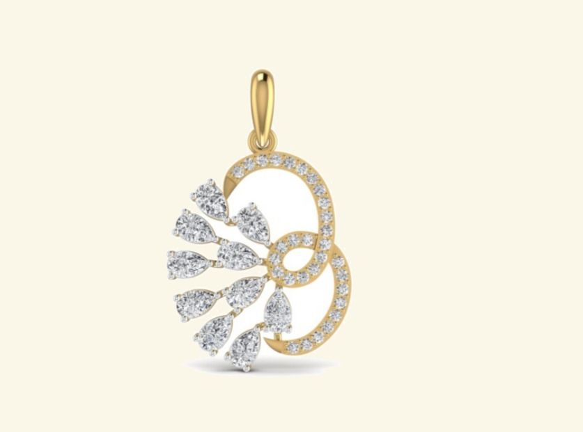 Round pavé halo with marquise and pear cluster wings on the left side. — 2.00 GM gold