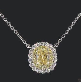 LNK1004-LC100 lab-grown diamond pendant, 14KT Yellow/White