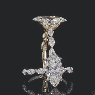 LRG967-MQ300 lab-grown diamond ring, 14KT