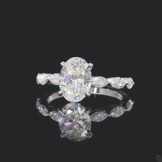 LRG967-OV300 lab-grown diamond ring, 14KT