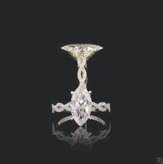 LRG968-MQ300 lab-grown diamond ring, 14KT
