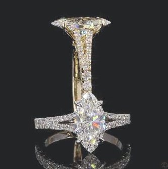 LRG974-MQ200 lab-grown diamond ring, 14KT