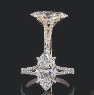 LRG974-MQ300 lab-grown diamond ring, 14KT