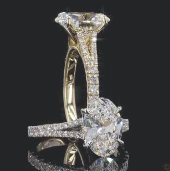 LRG974-OV300 lab-grown diamond ring, 14KT